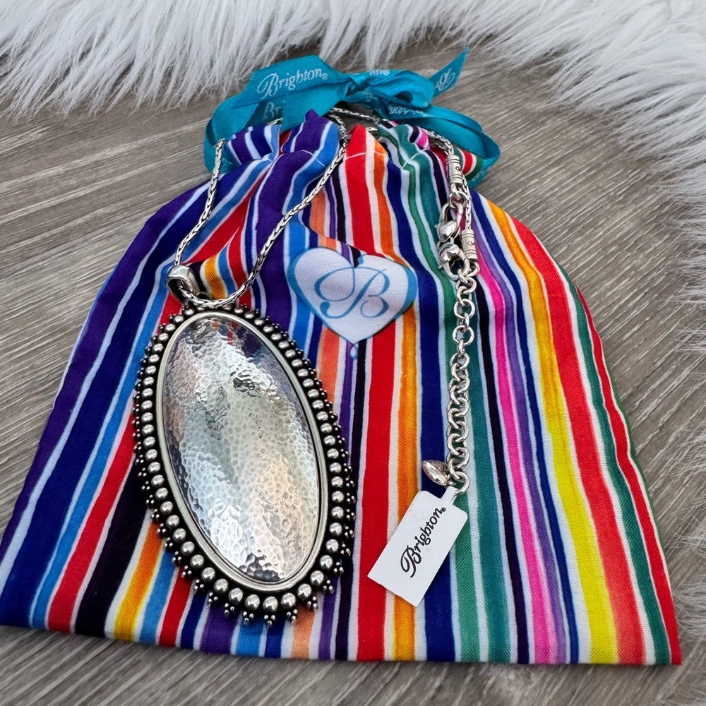 💞BRIGHTON Rare Telluride Convertible Long Statement Necklace Hammered Pendant